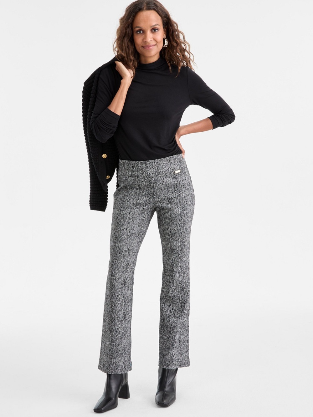 I.N.C. Herringbone Petite Pull-on Bootcut Pants Size 14P